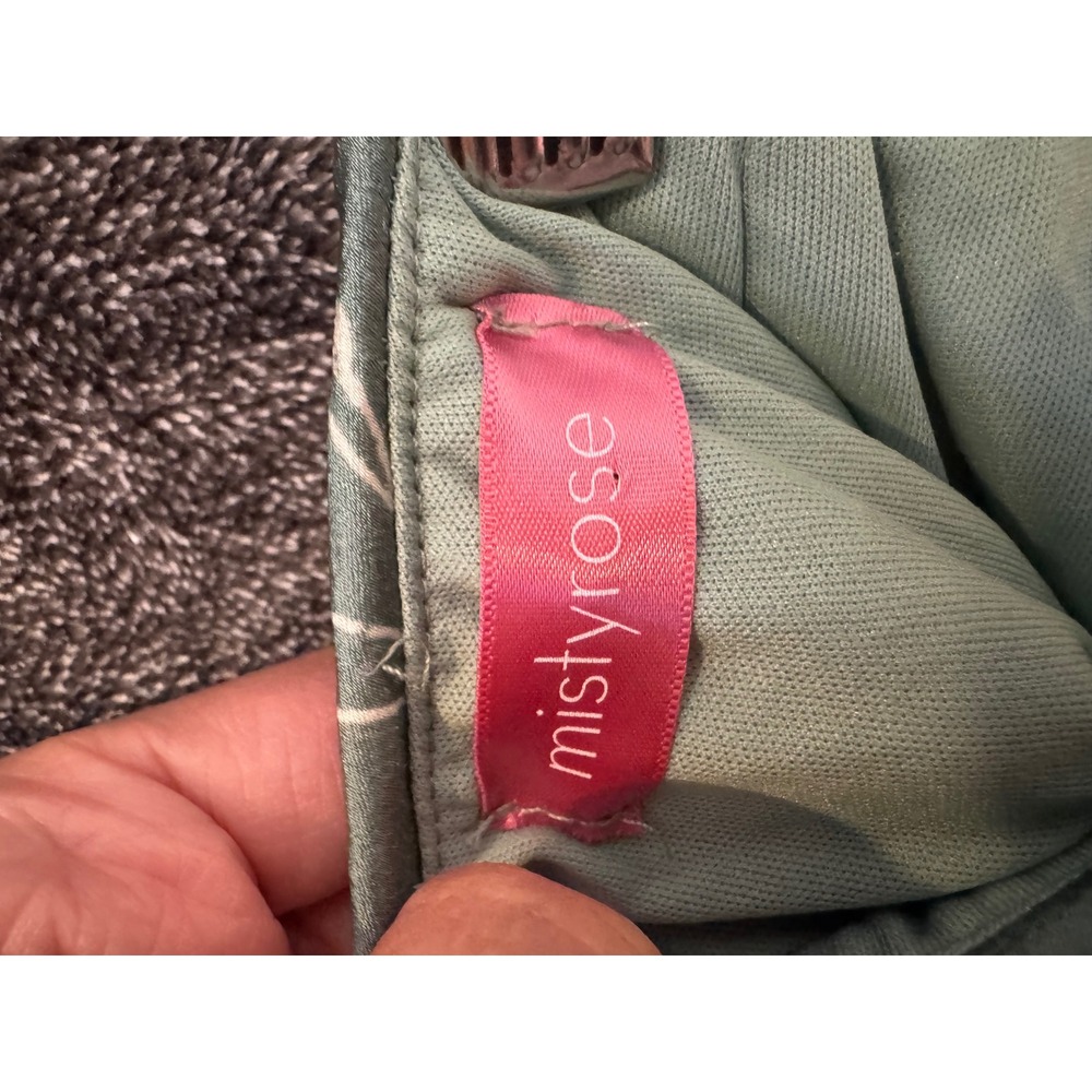 Misty Rose Sage Green Floral Satin Midi Skirt Small MS3028-2 Made in USA - Picture 3 of 4